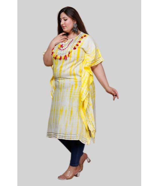 miravan - Yellow Cotton Women's Kaftan Kurti ( Pack of 1 ) - None