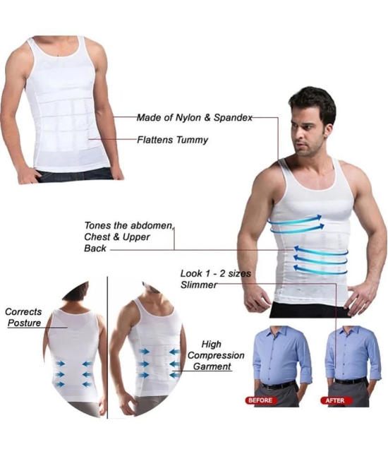 Size XXL Weight Loss Slimming Shirt Waist Belt Body Shaper - White