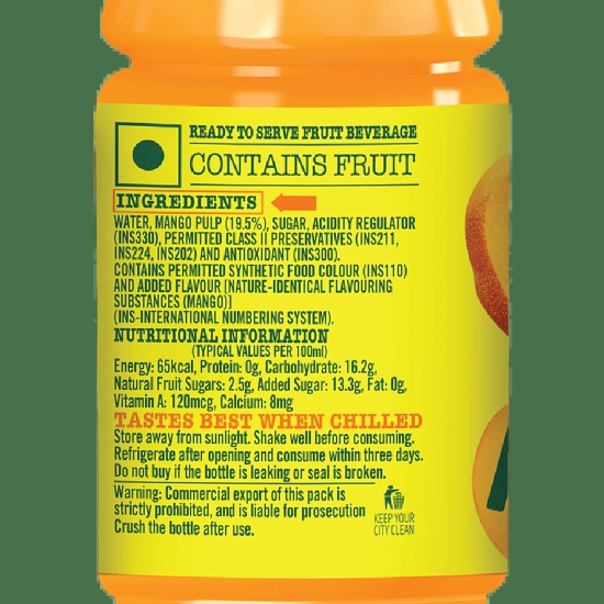 Frooti Mango Drink Pet Bottle, 160 Ml