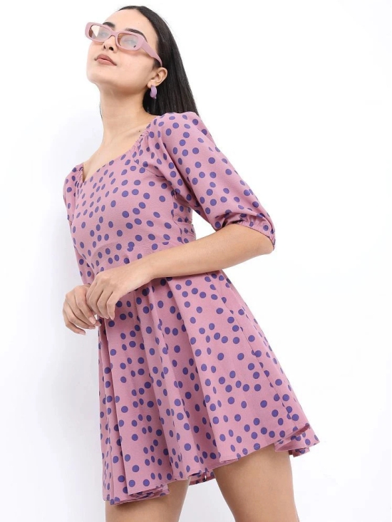 Ketch Polyester Printed Mini Womens Fit & Flare Dress - Pink ( Pack of 1 ) - None