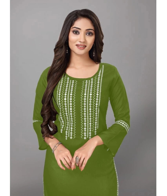 Kapadia - Green Rayon Womens Straight Kurti ( Pack of 1 ) - None