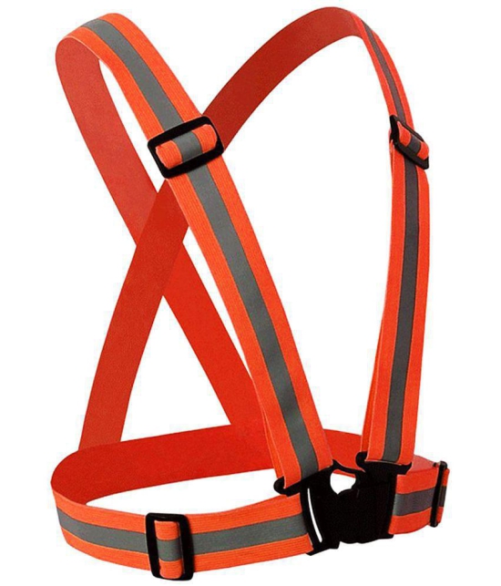 Laxmi Polyester High Visibility Safety Reflective Vest Belt Jacket(Pack 1) Orange Safety Jacket