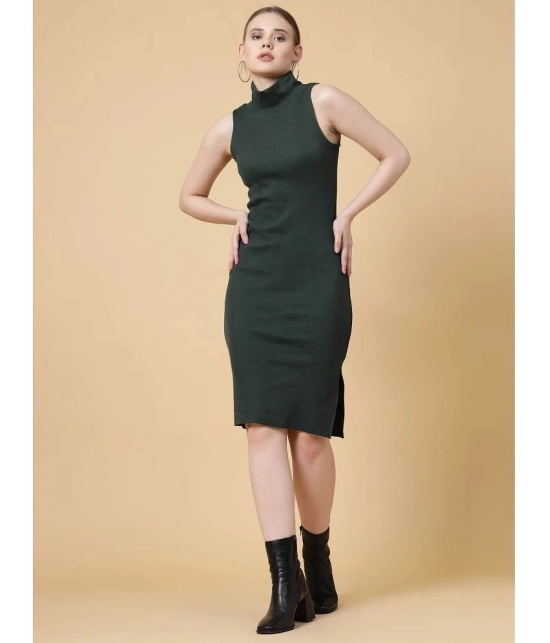 Rigo Woollen Solid Knee Length Womens Bodycon Dress - Green ( Pack of 1 ) - None