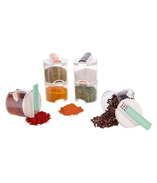 HOMEMARKET 6 pcs Condiment Set Polycarbonate Spice Container Set of 6 150 mL - Transparent