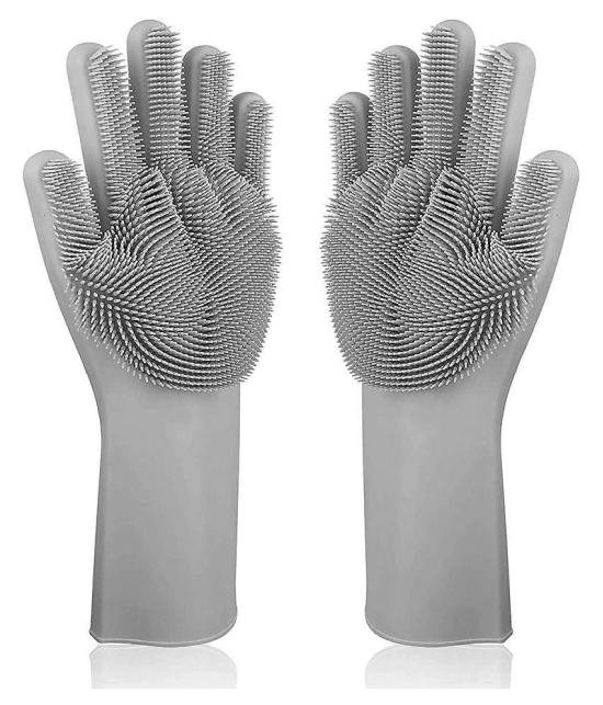 Silver Shine Magic Silicone Scrub Polyester Large Cleaning Glove