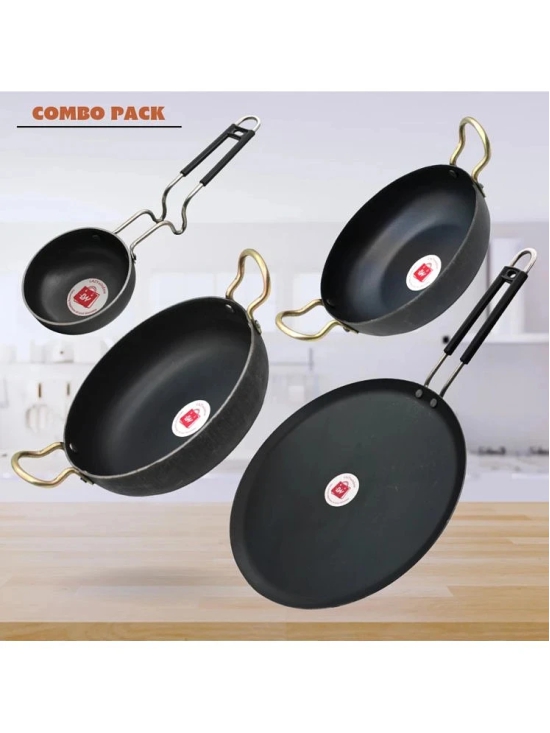 LAZYWINDOW Black Iron No Coating Cookware Sets ( Set of 4 )