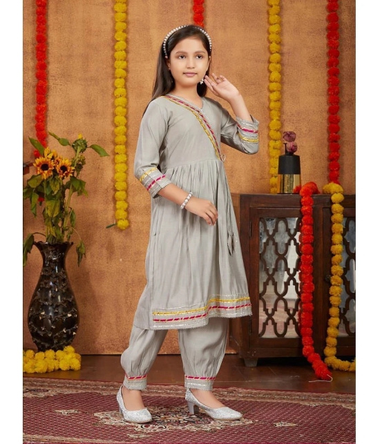 Aarika Girls Silk Patiala Kurta Set ( Pack of 1 , Grey ) - None