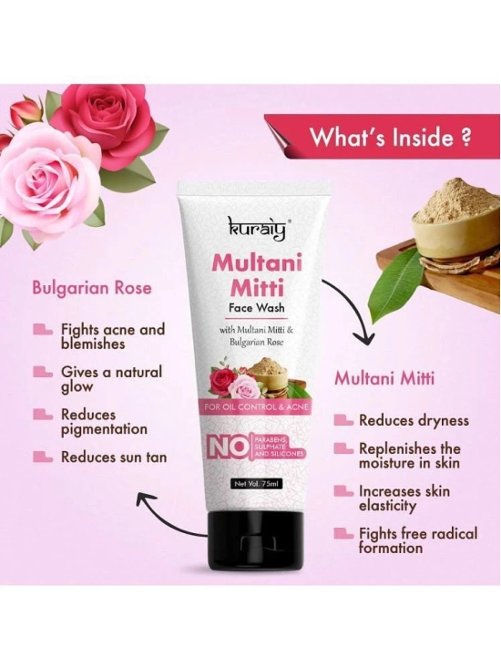 KURAIY Multani Mitti Enriched With Turmeric & Saffron, For Pimple Control Face Wash (75 ml)