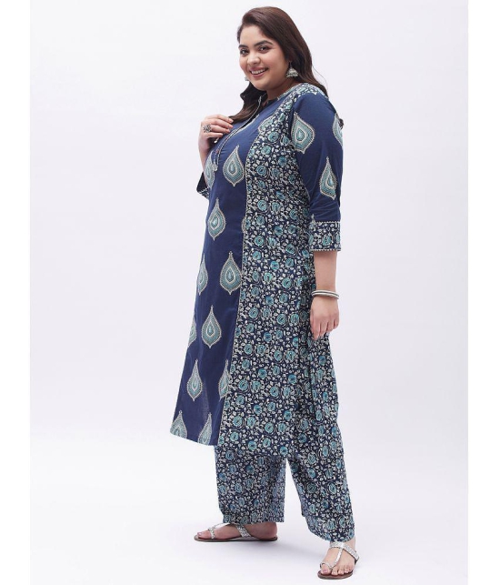 Tissu - Blue Straight Cotton Womens Stitched Salwar Suit ( Pack of 1 ) - None