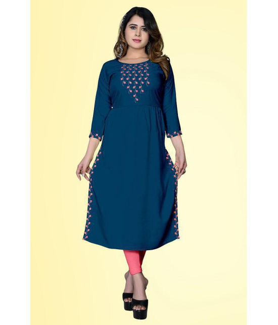 haya fashion - Blue Rayon Women's A-line Kurti ( Pack of 1 ) - None