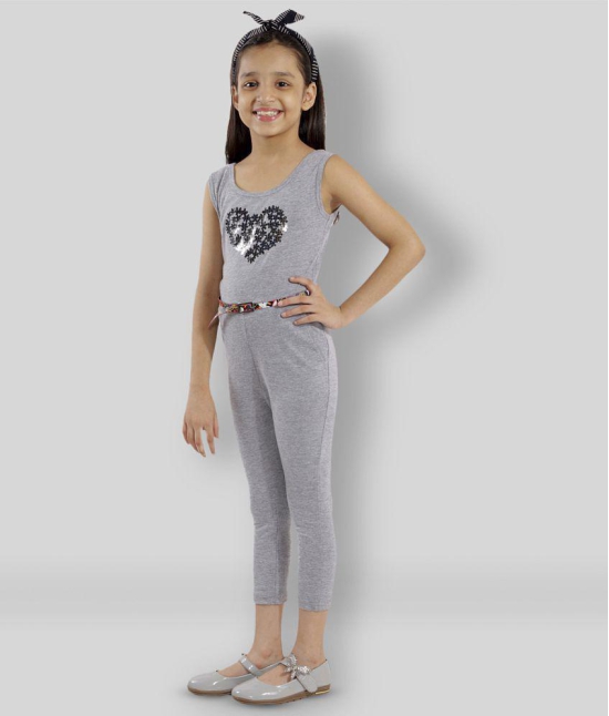 Kids Cave - Gray Cotton Blend Girls Jumpsuit ( Pack of 1 ) - None