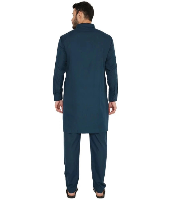 Maharaja Green Polyester Blend Kurta Pyjama Set - None