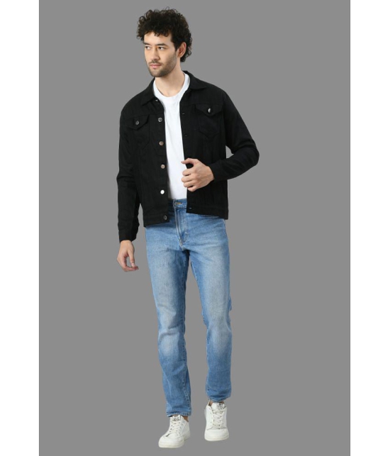 DKGF Fashion Cotton Blend Mens Denim Jacket - Black ( Pack of 1 ) - None