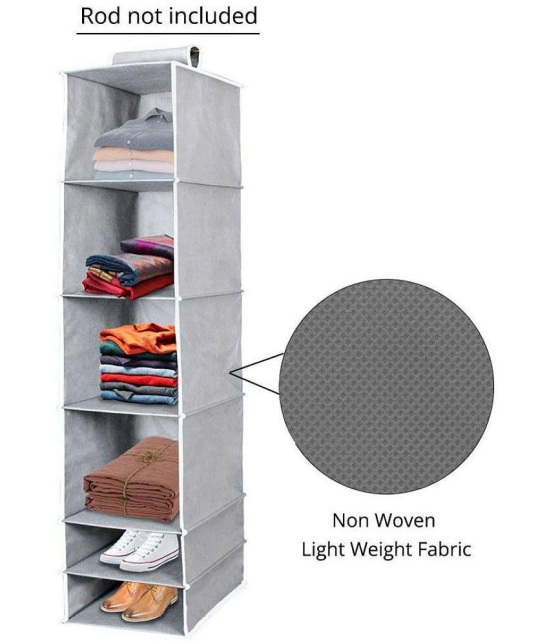 HOMETALES Non-Woven 6 Shelf, Cloth Hanging Organizer,Grey (1U)