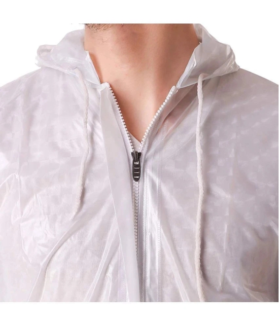 PENYAN PVC  Transparent White Check Rain Suit For Man With Cap - Freesize