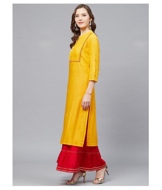 Yash Gallery - Yellow Rayon Womens Straight Kurti - XXL