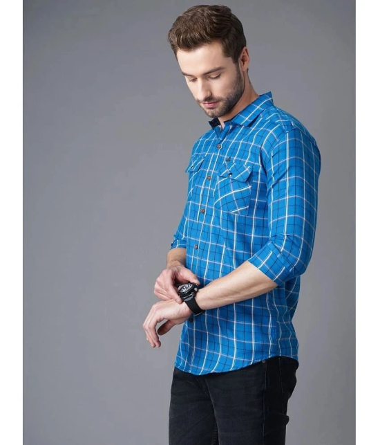 K-LARA - 100% Cotton Slim Fit Blue Mens Casual Shirt ( Pack of 1 ) - None