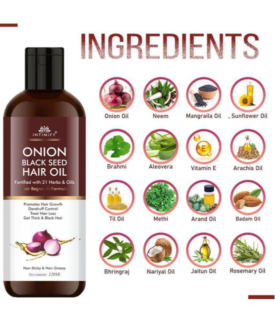 Intimify Onion Black Seed Hair Oil, onion oil, hair onion oil, herbal onion oil, hair growth oil, hair fall oil, 120 ml