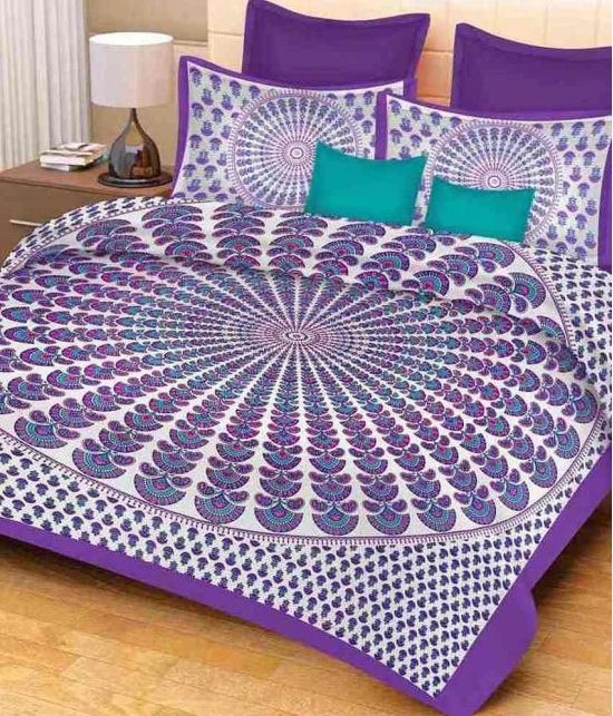 Uniqchoice Jaipuri 100% Cottonking Size Double Bedsheet With 2 Pillow Cover