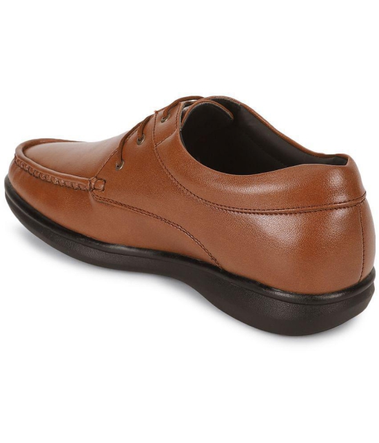 UrbanMark Men Cushion Comfort Flexible Faux Leather Shoe Formal Shoe with Lace - Tan - None