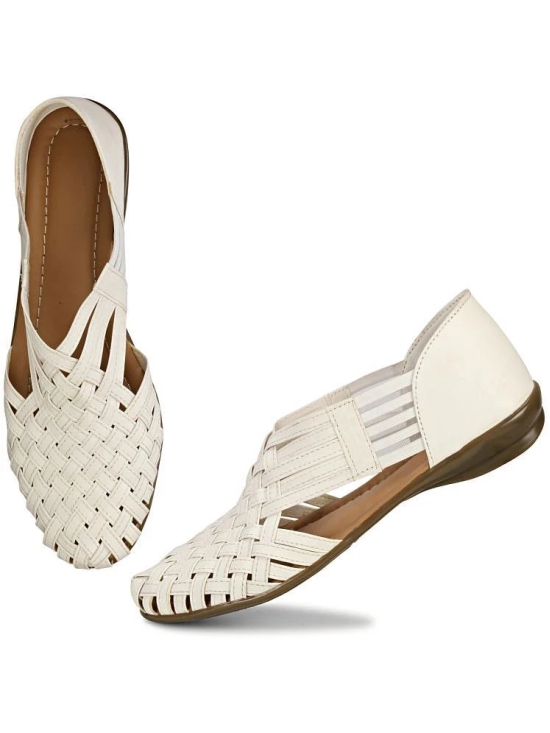 Saheb White Womens Flats - None