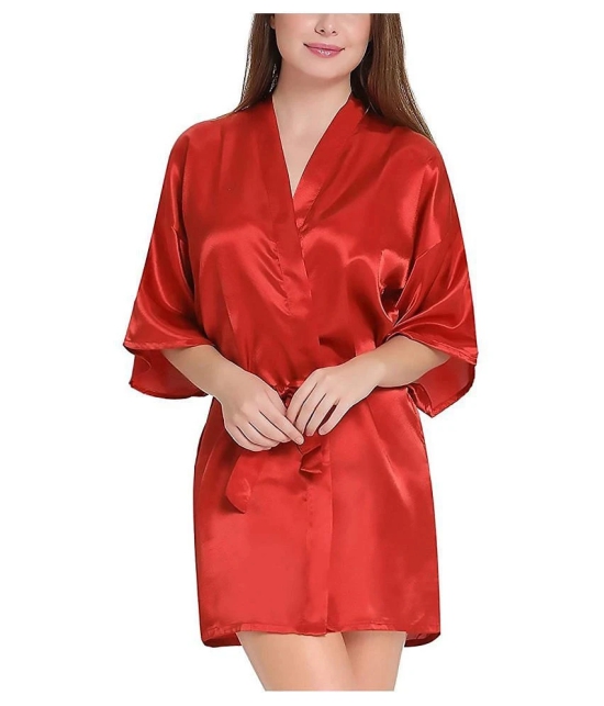 CELOSIA Satin Robes - Red Single - Free Size