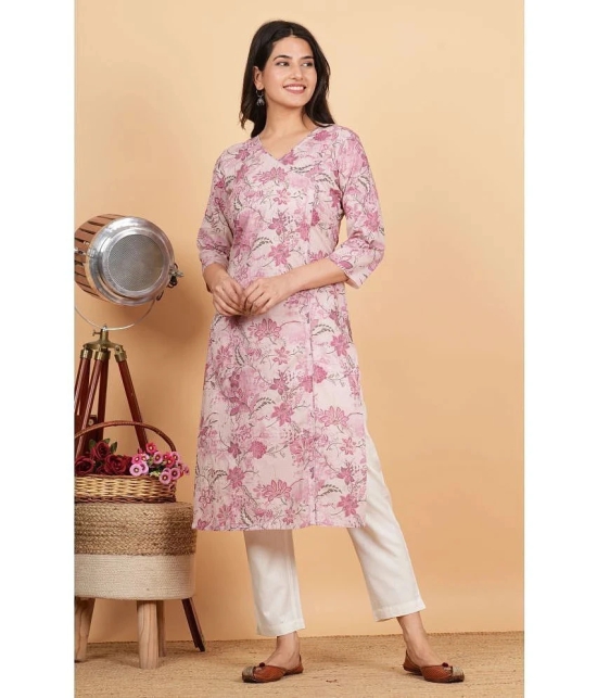 Vbuyz Cotton Printed Straight Womens Kurti - Pink ( Pack of 1 ) - None