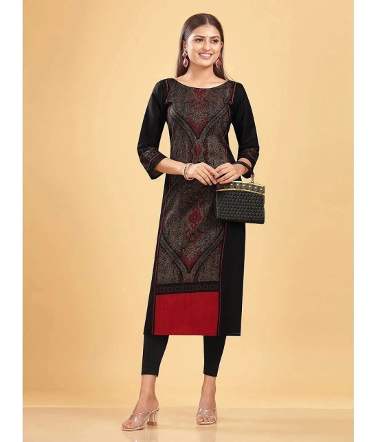 SHANVIKA 100% Cotton Printed Straight Womens Kurti - Black ( Pack of 1 ) - None