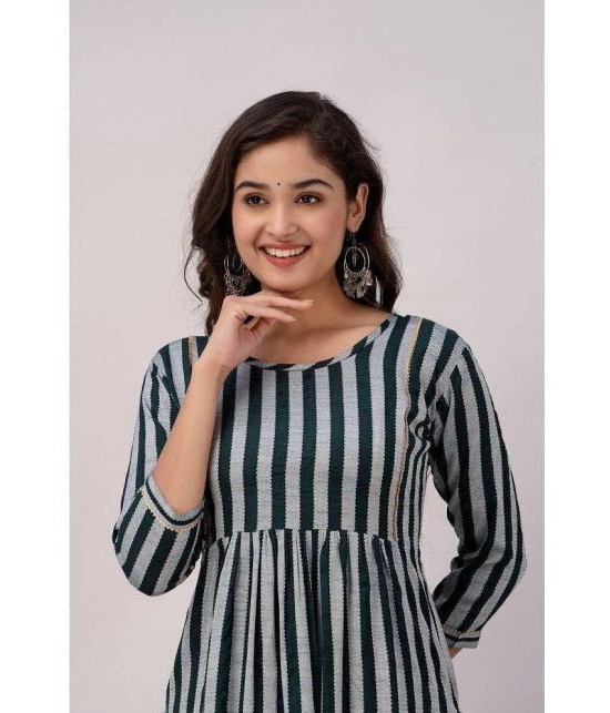 Kapadia Rayon Striped Nayra Womens Kurti - Green ( Pack of 1 ) - None