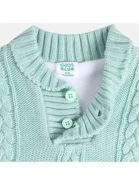 Miniklub Baby Boys Collar Full Sleeve Knit Sweater (Mint Green Color) - None