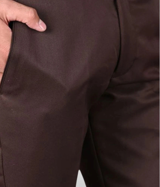 MANCREW - Brown Polycotton Slim - Fit Mens Formal Pants ( Pack of 2 ) - None