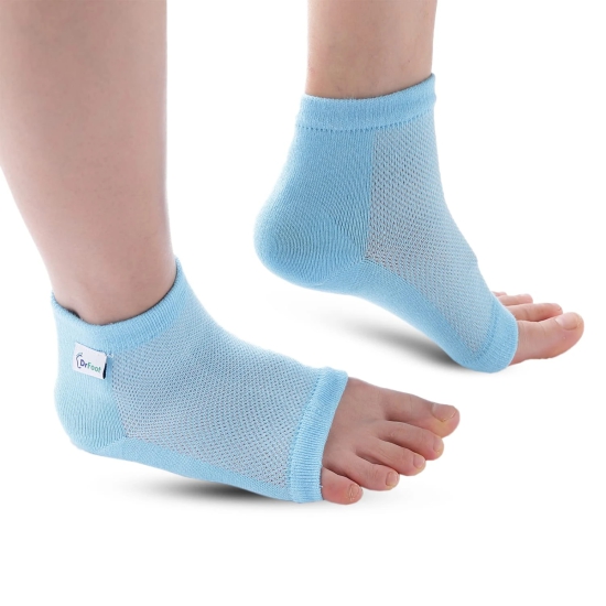 Dr Foot Silicone Gel Heel Socks to soften rough, cracked heels for men & women. Free size, pack of 3.-Dr Foot Silicone Gel Heel Socks | Moisturizer Heel Sleeves for Rough Cracked Heels & Dry Feet