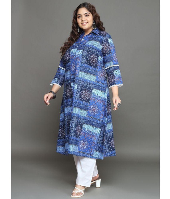 Tissu Cotton Printed Kurti With Palazzo Womens Stitched Salwar Suit - Blue ( Pack of 1 ) - None