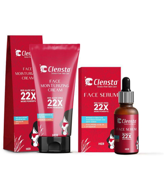 Clensta Face Serum With 2% Hyaluronic Infused 30 ml & Face Moisturizing Cream With 3% Sepicalm 50 gm