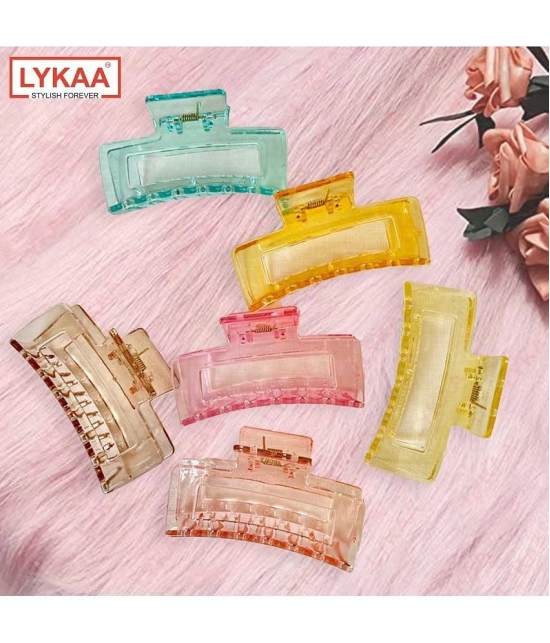 Lykaa Hair Claw Clips Acrylic for Thick Hair Jaw Clips For Women And Girls (Pack of 4) Multicolor - Multi