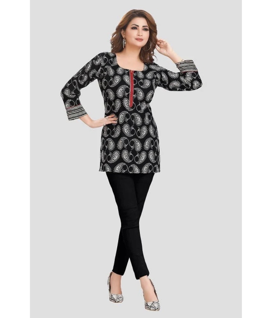 Meher Impex Cotton Printed A-line Womens Kurti - Black ( Pack of 1 ) - None