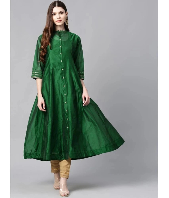 Juniper Chanderi Embellished Flared Womens Kurti - Green ( Pack of 1 ) - None