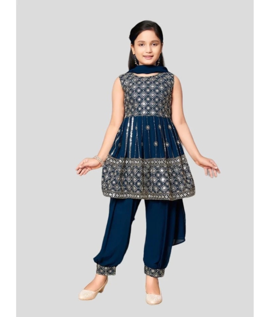 Aarika Teal Georgette Girls Patiala Kurta Set ( Pack of 1 ) - None