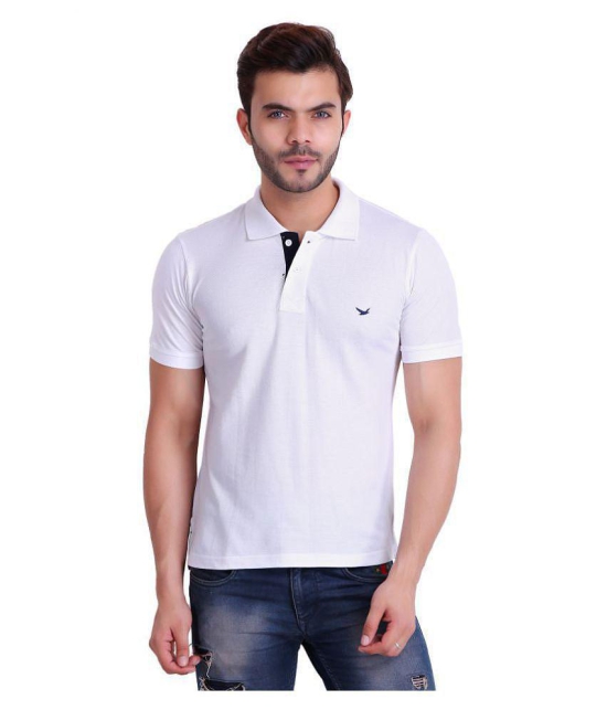 Hiflyers Cotton Blend White Plain Polo T Shirt - None