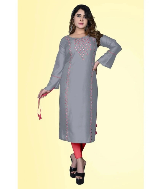 HAYA - Grey Rayon Womens Straight Kurti ( Pack of 1 ) - None