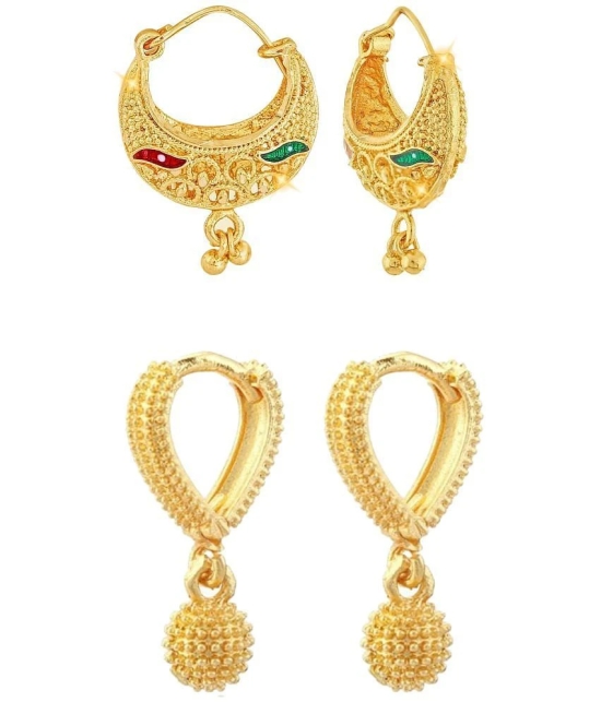 VIVASTRI Golden Chandbalis Earrings ( Pack of 2 ) - Golden