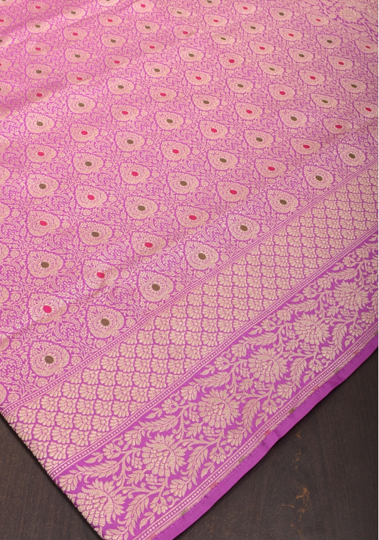 Lavender Exquisite and Intricate Banarasi Meenakari Brocade Katan Silk Saree| SILK MARK CERTIFIED