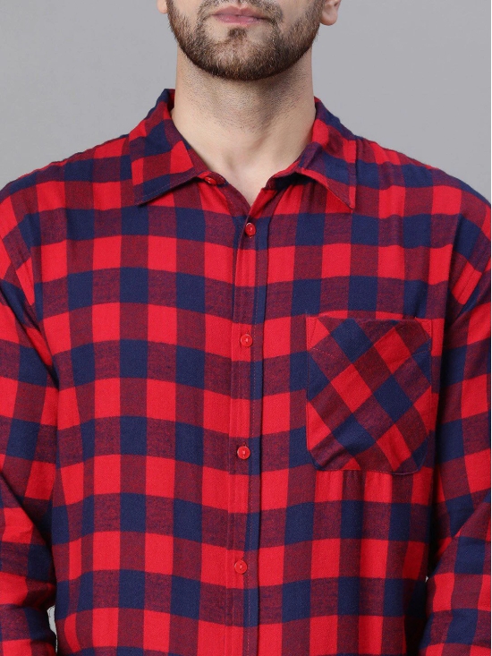 Oxolloxo Relaxed Buffalo Checked Cotton Casual Shirt