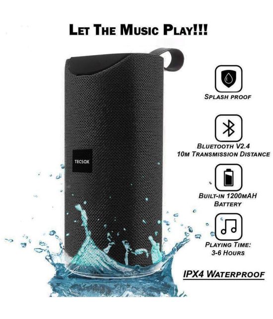 Tecsox Stone Speaker 5 W Bluetooth Speaker Bluetooth v5.0 with USB,SD card Slot,Aux,3D Bass Playback Time 6 hrs Black - Black