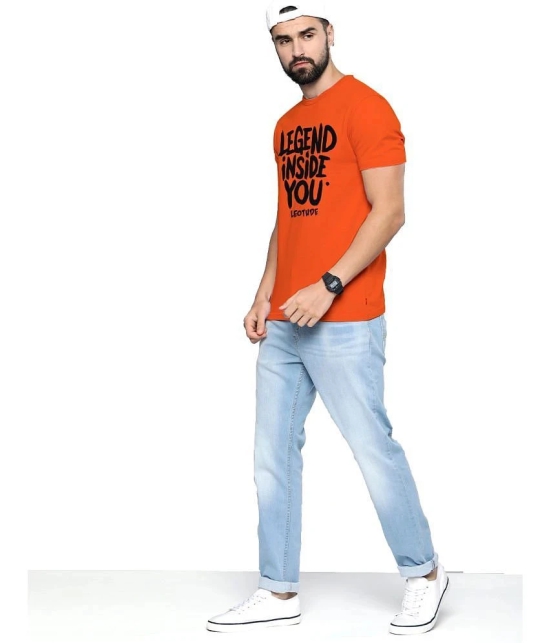 Leotude Polyester Regular Fit Printed Half Sleeves Mens T-Shirt - Orange ( Pack of 1 ) - None