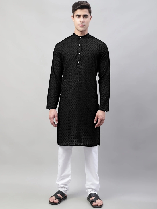 Jompers Men Black Chikan Kurta Only-L / Black