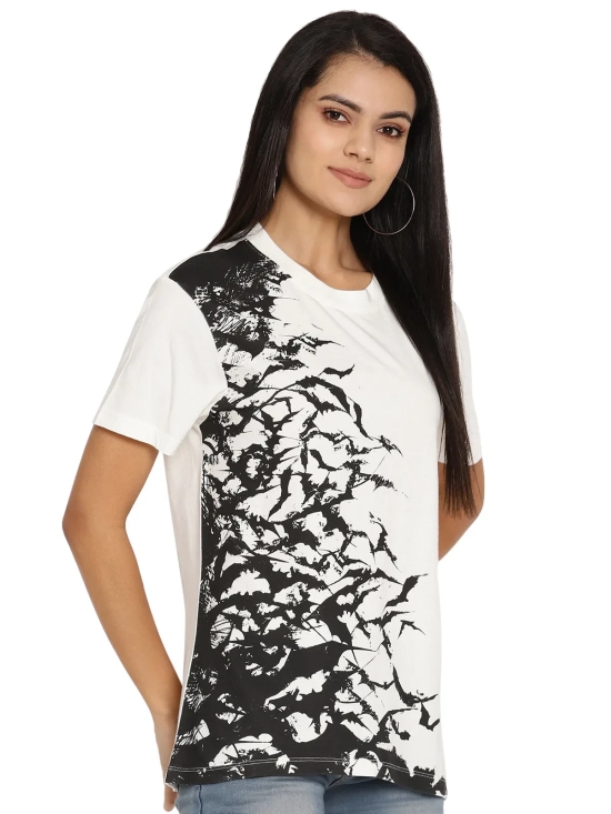 Wolfpack Bats White Printed Women T-Shirt-XS