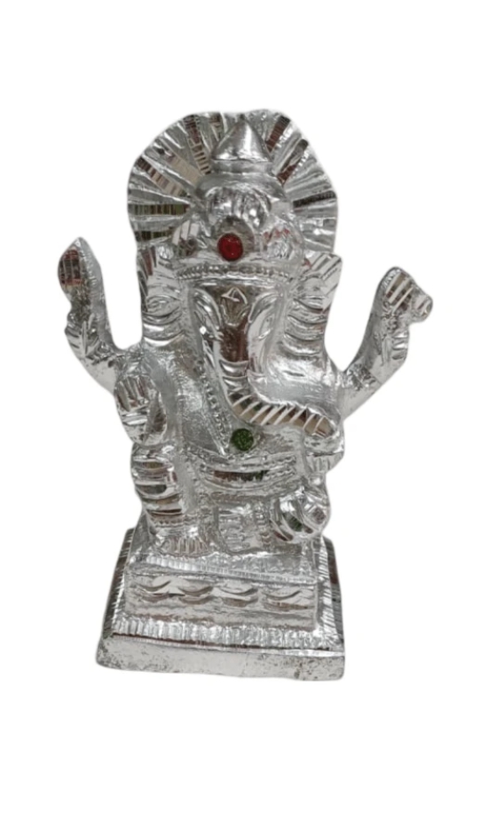 Silver-plated idol of Lord Ganesha