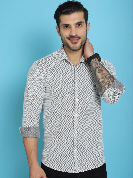 Woven Design  Cotton Shirt for Men-XXL / White