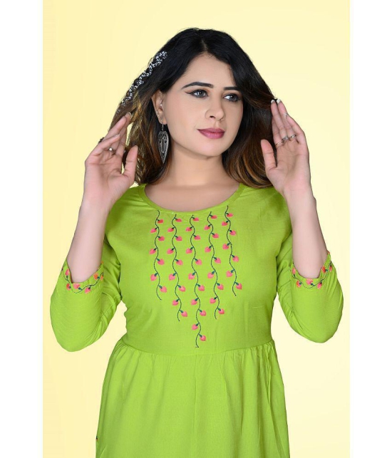 HAYA - Lime Green Rayon Women''s Straight Kurti ( Pack of 1 ) - None